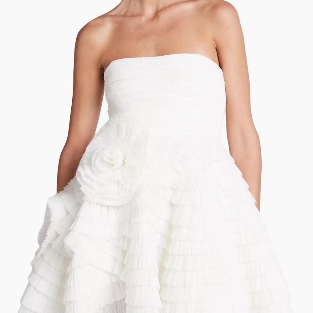 Aje White Strapless Tiered Sundress
